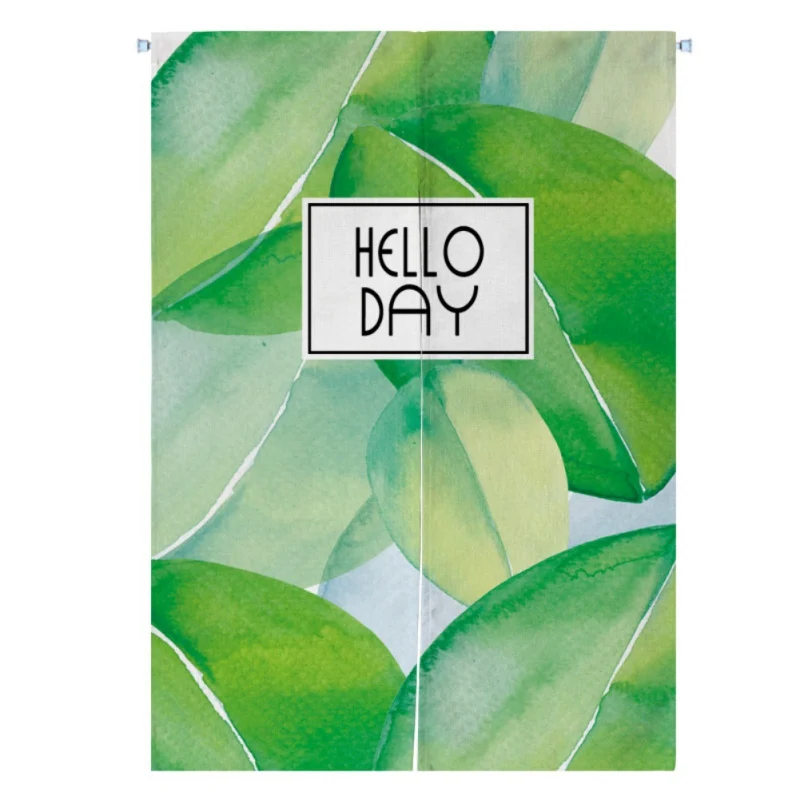 Для Домашний декор с рисунком растений с принтом из зеленых листьев японский стиль Норен дверная занавеска висячий гобелен T