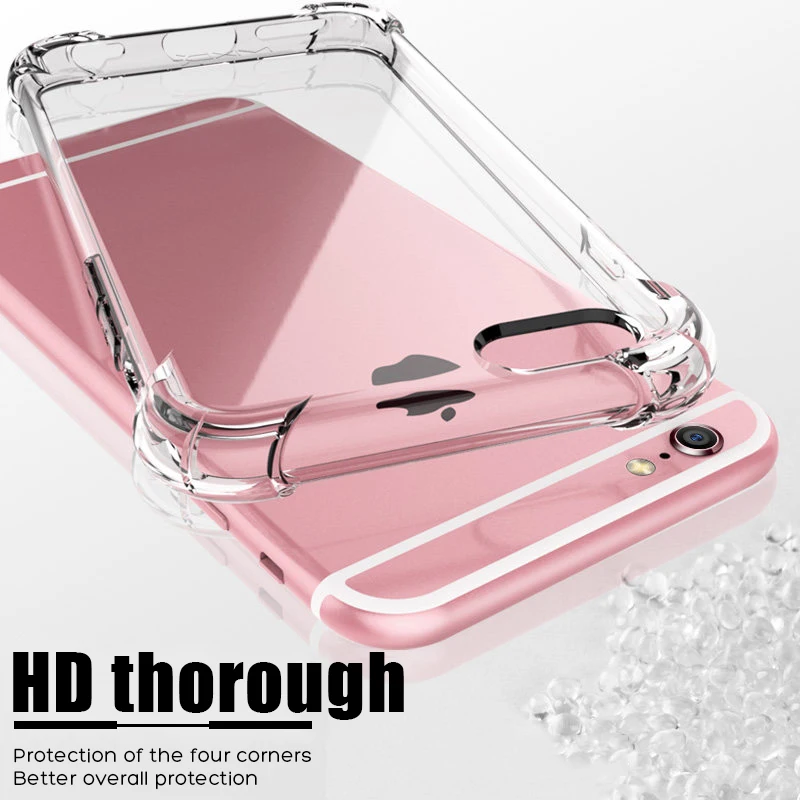 

KJOEW Shockproof Silicone Phone Case For iPhone X XS XR XS Max 8 7 6 6S Plus 5 5S SE Case Transparent Protection Back Cover
