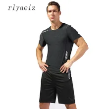 Rlyaeiz Фирменная Новинка быстро набор для покраски для мужчин костюм Лето г. Повседневное футболки+ шорты для женщин из двух частей фитнес мужс
