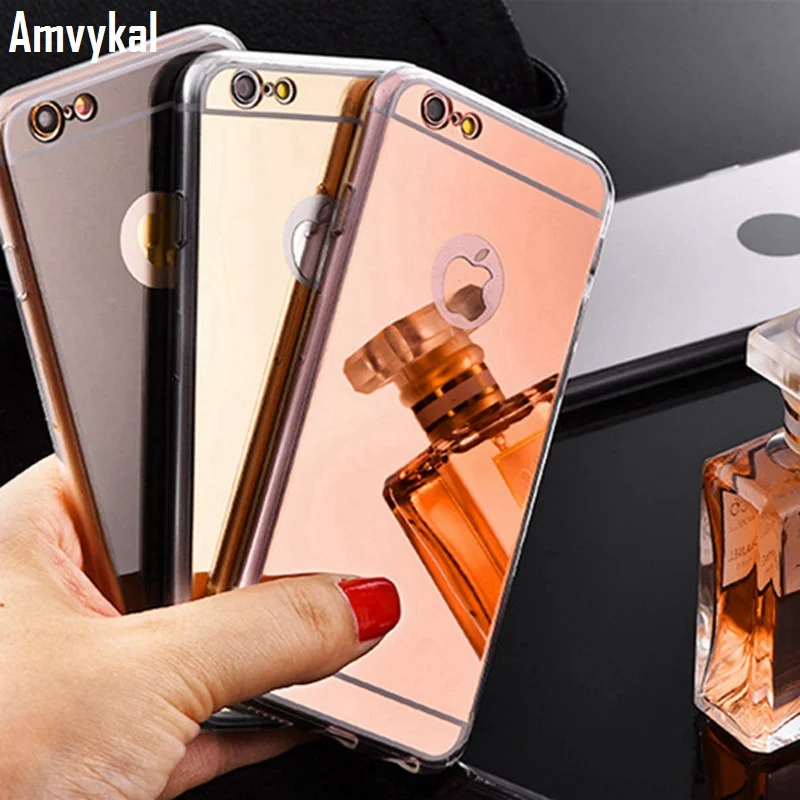 Amvykal для iphone X XS XR XS Max 5s SE 6 6s 7 8 Plus samsung покрытие шикарный зеркальный чехол Ультратонкий Мягкий ТПУ силиконовый чехол для телефона