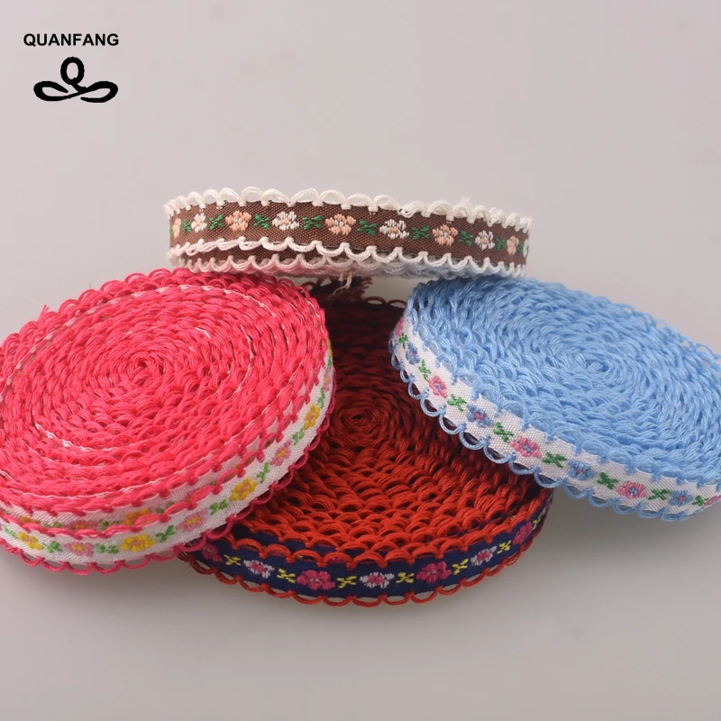 

10mm Single Face Grosgrain Satin Embroidered Lace Ribbon Hemming Wrapping Decoration DIY Gift Craft Packing Hair Accessories