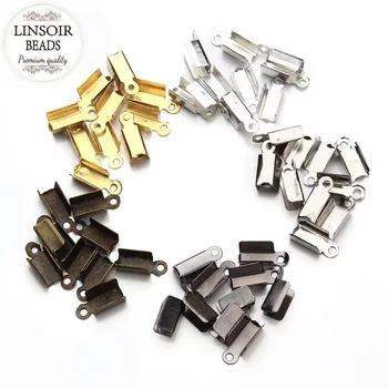 

LINSOIR 200pcs/lot Leather Cord End Caps End Clasps Crimp Beads Silver/Gold/Antique Bronze Color Connectors for Jewelry Making