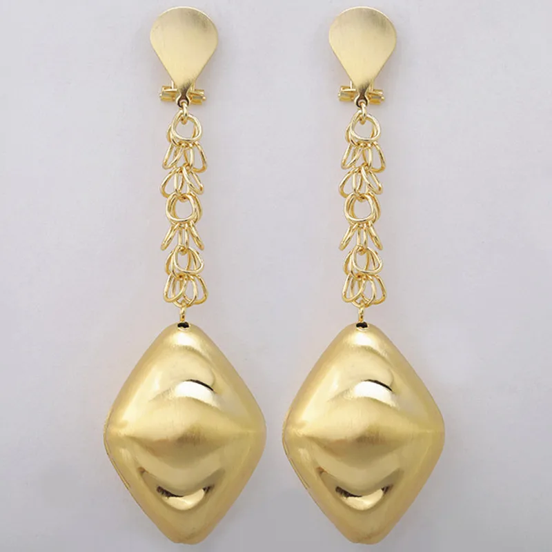 

NEWS Saudi Gold-color Big Long Drop Dangle Earrings Nigerian Wedding Jewelry Set Bridal Dubai Dress Accessories Jewelry Sets