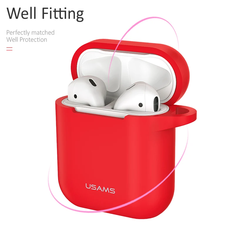 USAMS чехол для наушников для AirPods силиконовый защитный чехол для наушников светящийся Apple беспроводной bluetooth чехол для наушников