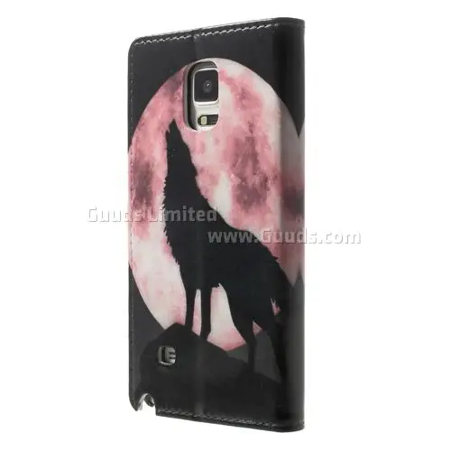 Moon Wolf Leather Flip Cover for Samsung Galaxy Note 4 N910
