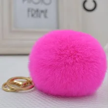 Real Rex Rabbit Fur Pom Pom Keychian Fur Balls Keyrings 8 Cm PomPon Key Chain For Car Bag Key Chains Pendant Accessories
