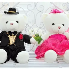 Одна пара медведей, около 60 см черный костюм и красная роза кружевное платье Свадебные Медвежата игрушки, свадебный подарок t6805