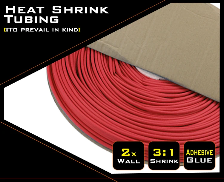 Multiple sizes Heat Shrink Tube Tubing 3:1 Ratio Red black 1/4" Polyolefin Wire Sleeve Assort