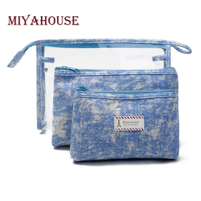 Miyahouse Новая мода 3 шт./компл. женская косметичка Водонепроницаемая портативная Дамская косметичка на молнии Красота сумка женская косметичка