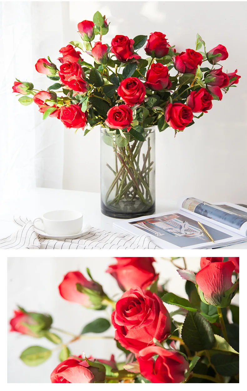 JAROWN Artificial Flowers Silk Rose Continental Retro Fake Flower Home Decoration Wedding DIY Decoration Flores (39)