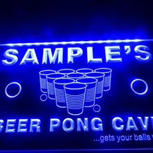 DZ048-для персонализированного названия пивной понг пещера Бар Пиво светодиодный неоновый свет знак