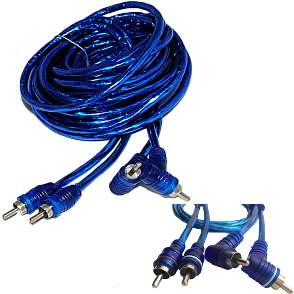 Чистый медный Конвертер Разъем усилитель-сабвуфер 5 м кабельный разъем Усилитель-сабвуфер синий 2RCA усилитель звука для автомобиля авто стерео аудио кабель