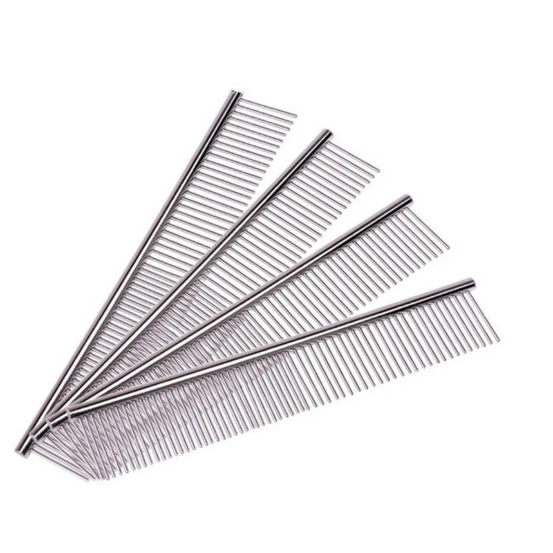 

19cmx4cm Dual Use Cat Dog Grooming Comb Tools For Dogs Cats Bath Clean Brushes Pin Cat Stainless Steel Comb Pet Supplies