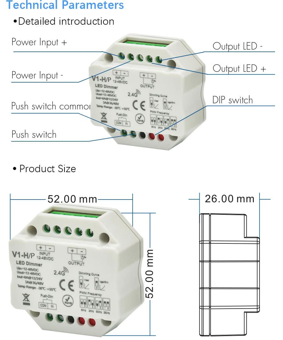 Светодиодный Dimmer12V 24V 36V 48V PWM беспроводной РЧ светодиодный диммер вкл. Выкл. С пультом дистанционного управления 2,4G wifi диммер для одноцветной светодиодной ленты светильник