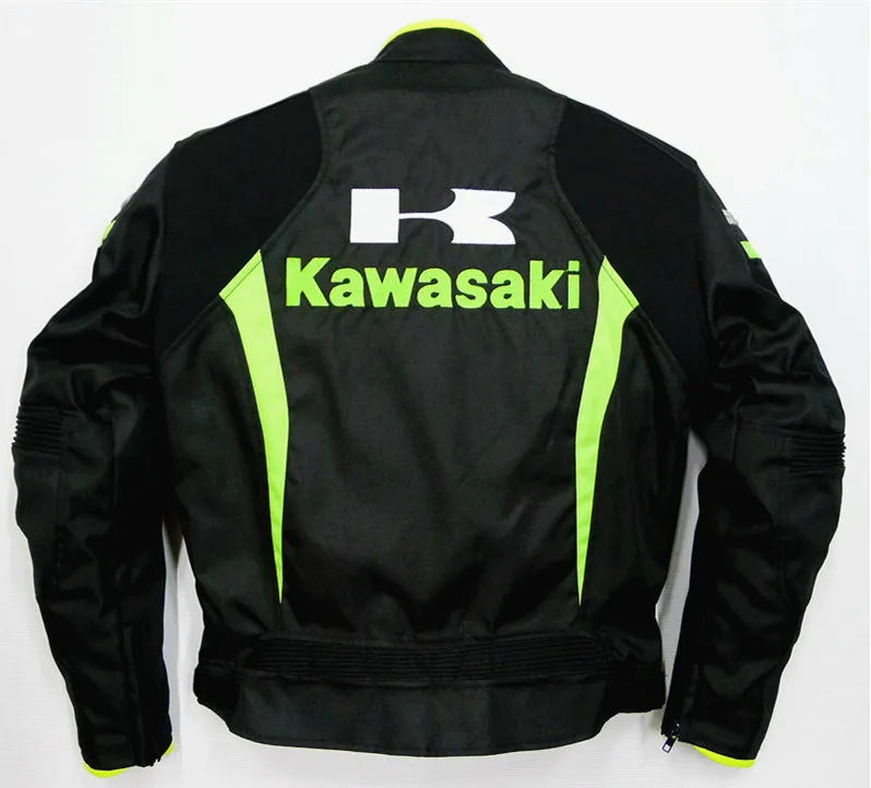 Street Motorcycle Racing Team for KAWASAKI Jacket Riding with Protectors Black Green Clothing