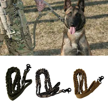 

High Quality 1 pc 1000D Nylon Tactical Military Police Training Dog Leads Elastic Leash Pet Collars