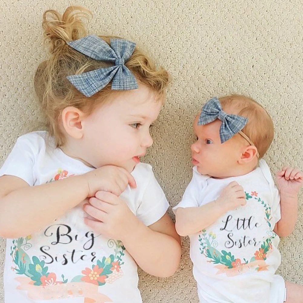 

2019 New Fashion floral printing T-shirt Romper Big Sister T-shirt Little Sister romper clothes sister short sleeve tops #15
