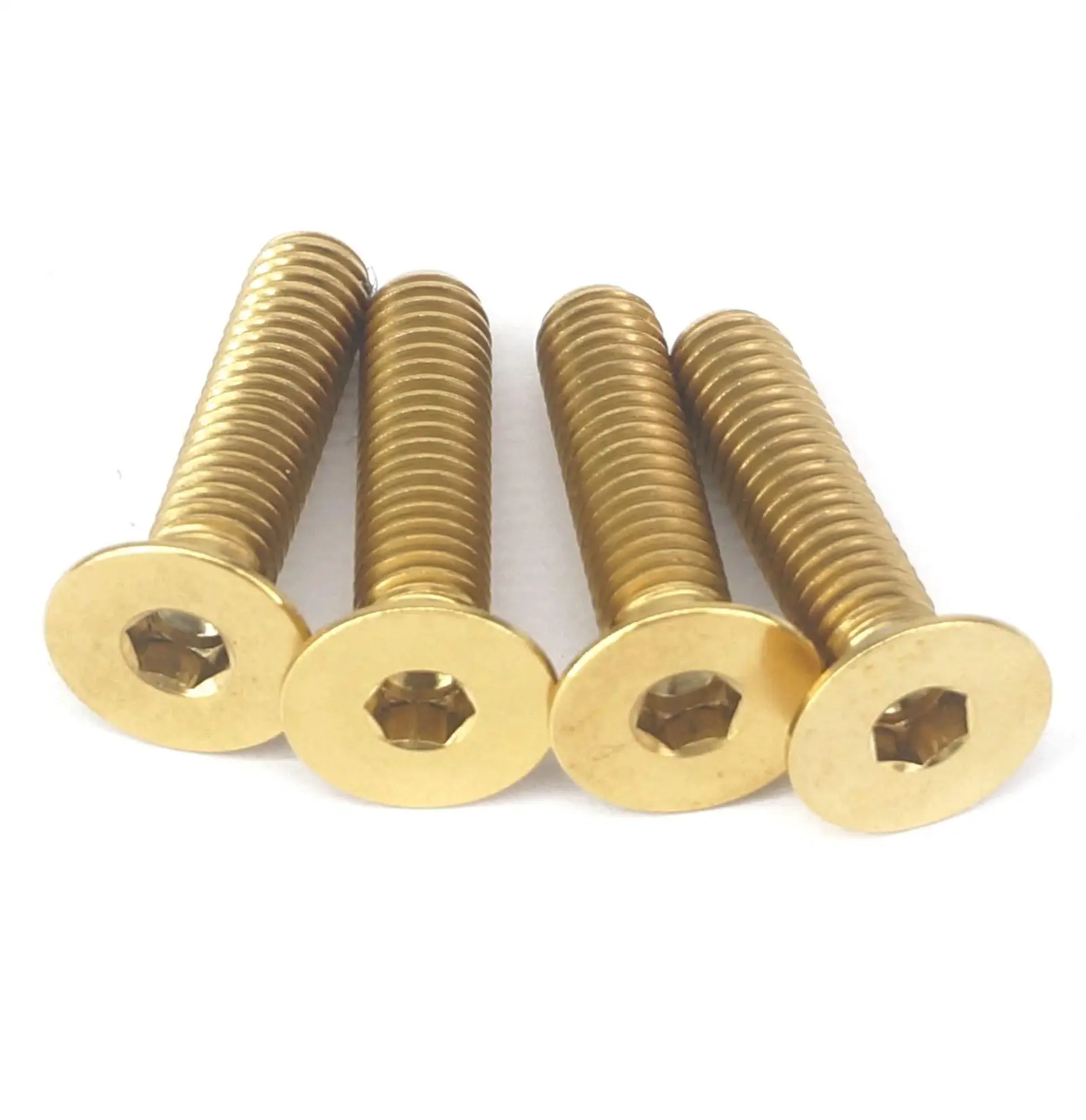 4 PCS M6x25mm Golden Titanium Countersunk Head Bolts For Bicycle