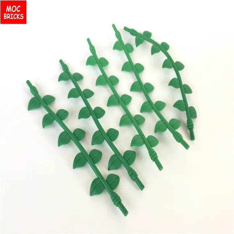 

10pcs/lot MOC Bricks Green Plant Vine with Leaves fit with 16981 DIY Educational Building Blocks Action Figure Kids toys gifts