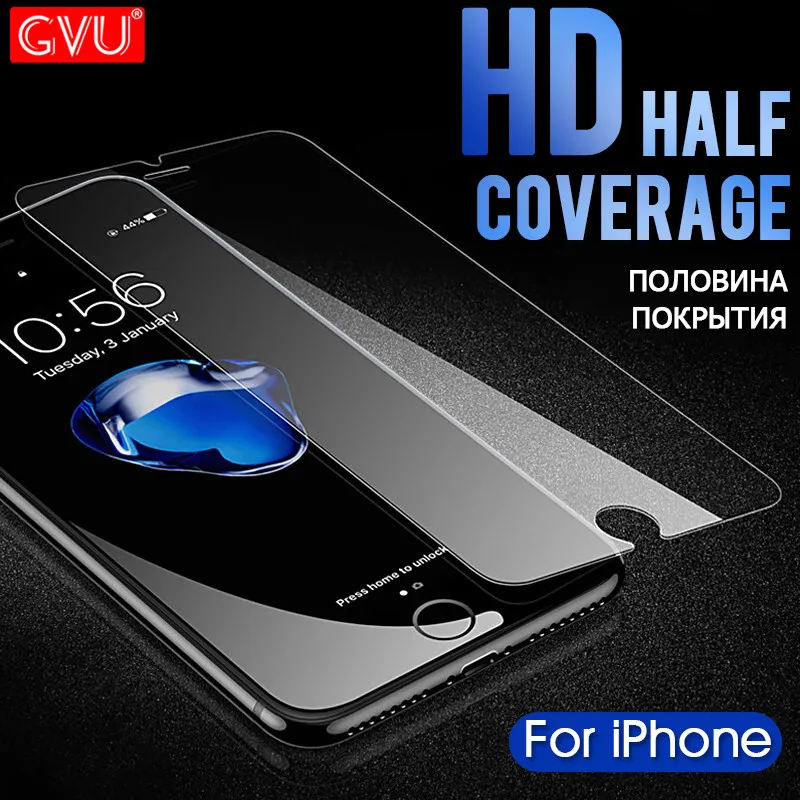 Kopen GVU 9 H Screen Protector Voor iphone 6 7 8 plus Gehard Glas Cover Beschermende Voor iphone X 10 6 s 7 8 Plus 5 5 s 4 glas film