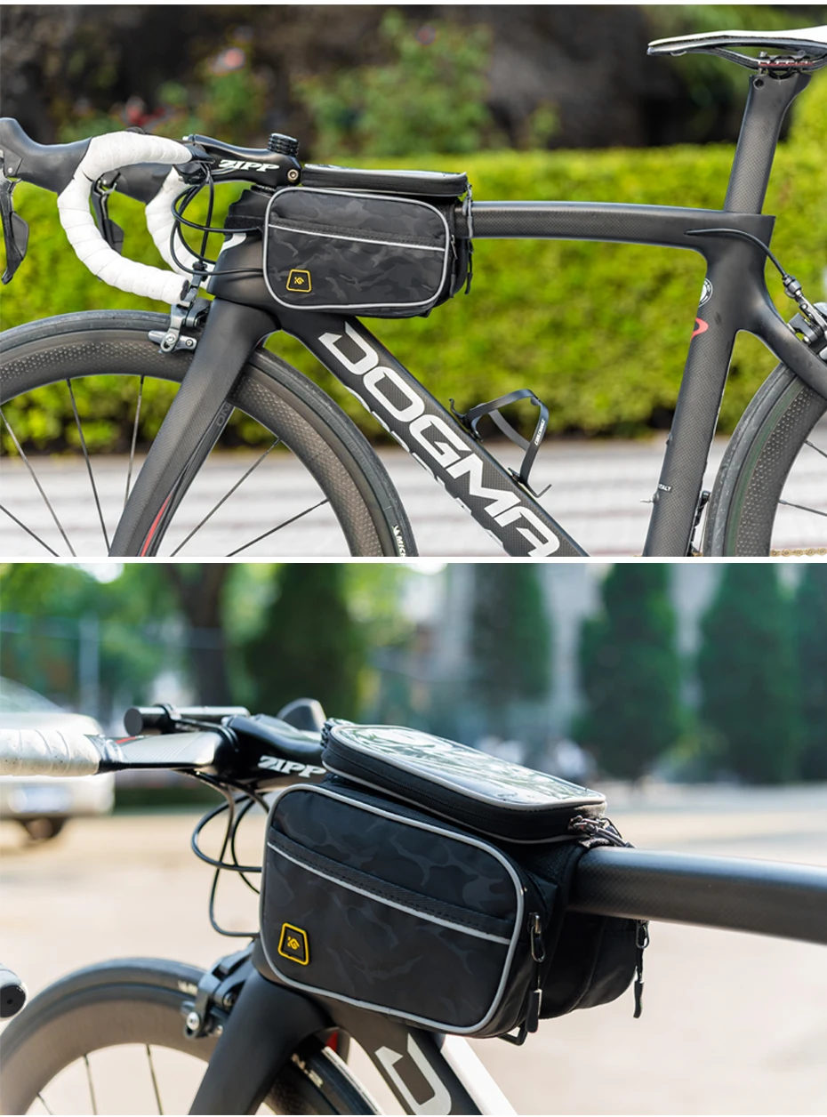CoolChange велосипедная сумка передняя рама большая велосипедная сумка MTB с водонепроницаемым чехлом сенсорная верхняя труба сумка для телефона велосипедные аксессуары