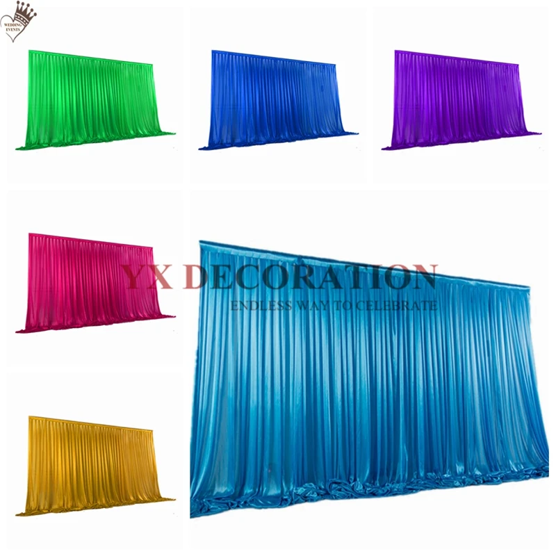 

Elegant Ice Silk Wedding Backdrop Curtain Drape Wedding Supplies Curtain Drapes Background For Party Event Tied Piped