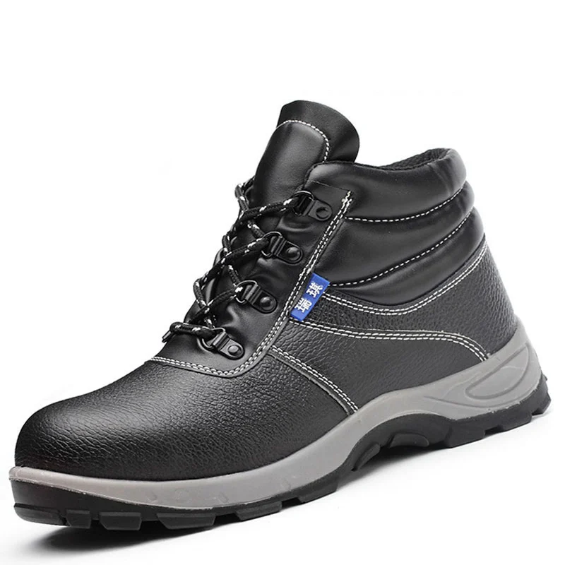 Новая мужская безопасная обувь строительные уличные сапоги из воловьей кожи с высоким стальным носком Нескользящие мужские рабочие ботинки - Цвет: W03 All season