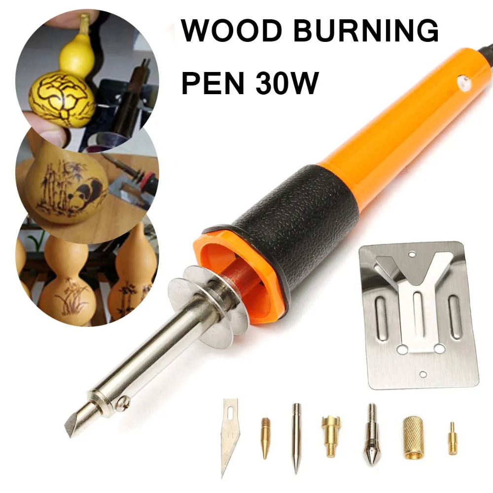8Pcs Wood Burning Pen Pyrography Tool Kit 30W Soldering Tool Set