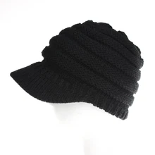 Женская стрейчевая вязанная шапка грязный пучок конский хвост зимняя теплая шапка с дырками бейсболки