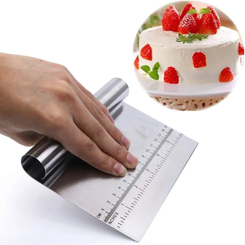 

Stainless Steel Cake Scraper Decorating Tools Pizza Dough Cutter Baking Pastry Spatula Fondant Cake Smoother Kitchen Accessories