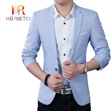 HORMETCI высокое качество Осенние Новые голубые блейзеры мужские тонкие деловые повседневные тонкие пальто мужские костюмы Куртки