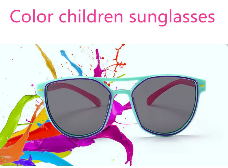 ASUOP2018 new fashion silicone children pilot polarized sunglasses UV400 retro girl round glasses boy color soft brand glasses (4)