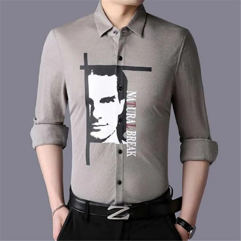 2018 Новый стиль Для мужчин рубашки в autumnfashion печати европейских и американских Ветер Рубашки Высокое качество хлопка и конопли Для мужчин