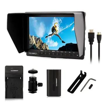 

Feelworld FW760 FW-760 7'' Video Monitor IPS Full HD 1920x1200 HDMI 1080p for BMPCC for Dslr Camera Canon Sony+ Battery+Charger