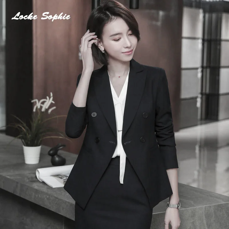 1pcs Women's Plus size Blazers coats 2019 Autumn cotton blend Button Splicing Small Suits jackets ladies Skinny Blazers Suits