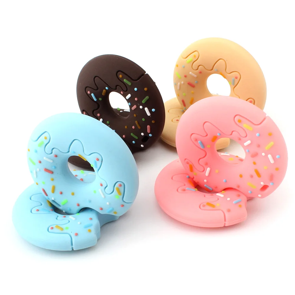 

50pcs 54mm Donut Silicone Teethers BPA Free Baby Teethers Food Grade Baby Teething Toys DIY Infants Nursing Necklace Pendant