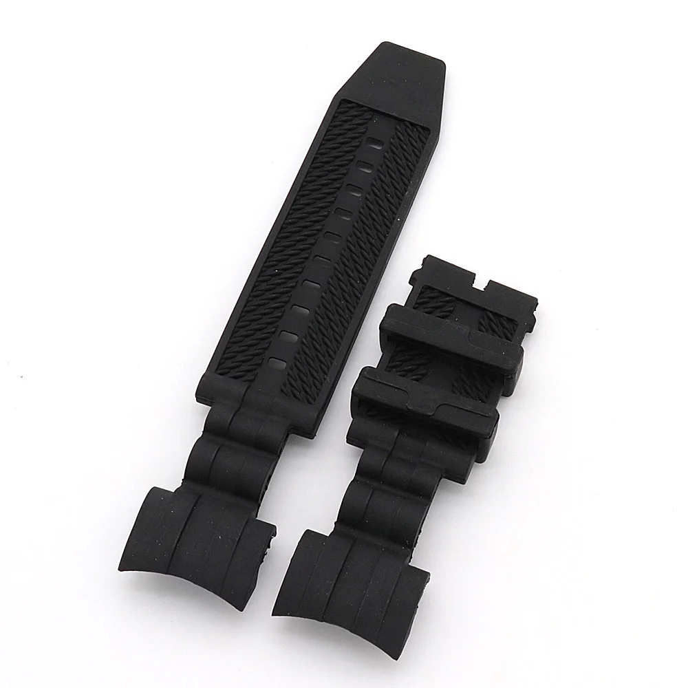 

Black Waterproof Top Silicone Watchband Comfortable Exchange Soft Rubber Strap