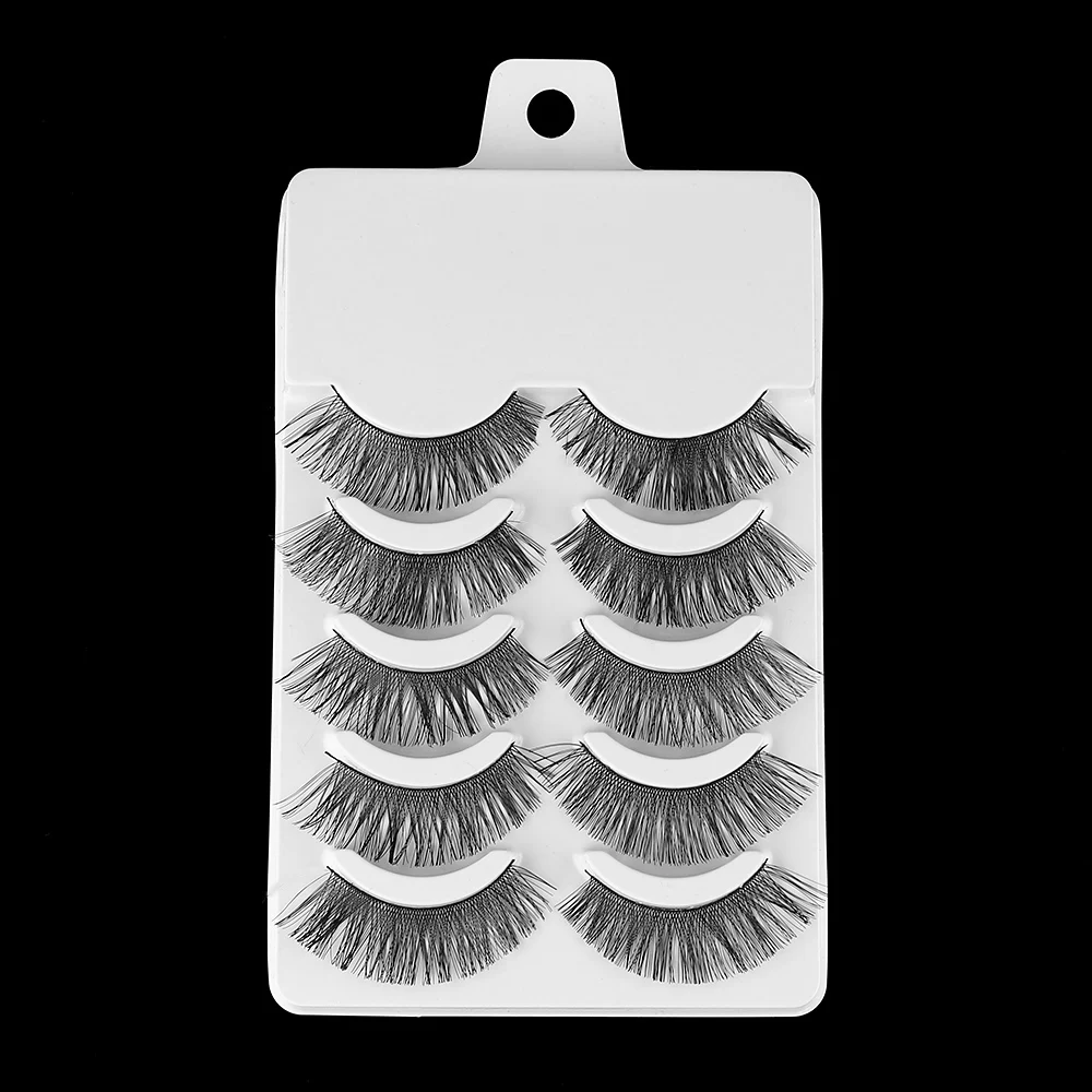 

5 Pairs Soft Makeup Thick Long False Eyelashes Hot Sale Fashion Women Natural Cross Handmade Eye Lashes #H01 False Eyelashes