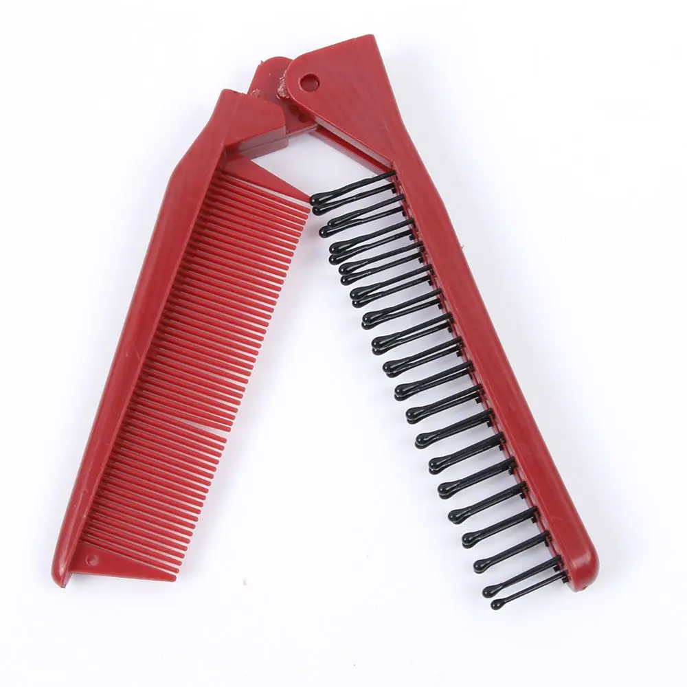 

1PC Collapsible Pocket Hair Comb Salon Hairdressing Anti-static Plastic Comb Coarse Fine Tooth Folding Hair Comb