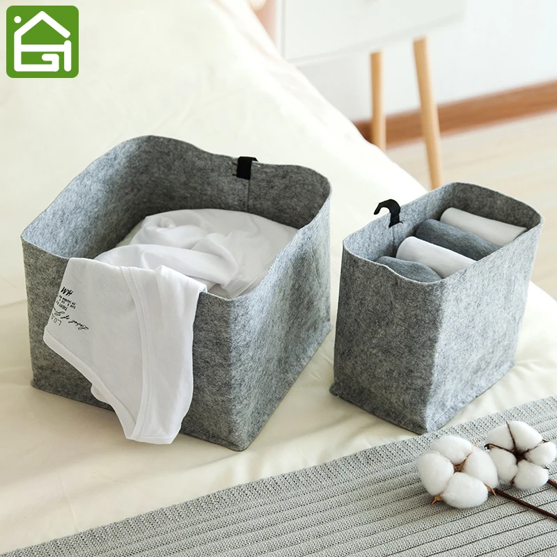Felt Storage Baskets Decorative Collapsible Storage Bin for Clothes
