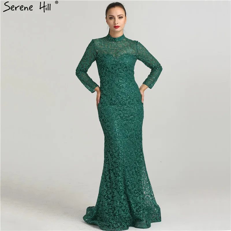 Модное роскошное блестящее бордовое вечернее платье с длинным рукавом и шлейфом, вечерние платья Serene hilm LA6326