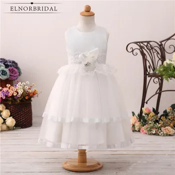 

Real Images ELNORBRIDAL Flower Girls Dresses 2020 Floor Length Lace Vestidos Daminha De Casamento Bow Back Wedding Party Dress