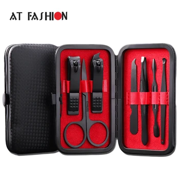 

New 7 in 1 Manicure set Professional Black Stainless Steel Nail Clipper Kit Finger Plier Nails art Pedicure Toe Nail Tools Set