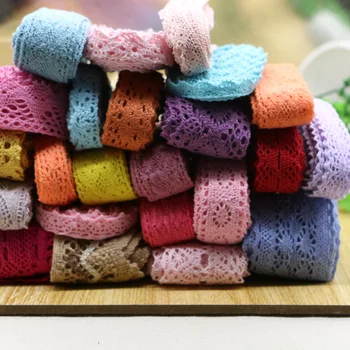 

Hot Sale 1-5cm 10yard Cotton lace fabric DIY Roll Ribbon Knit Adhesive Tape Sticker Craft Decoration Fabric