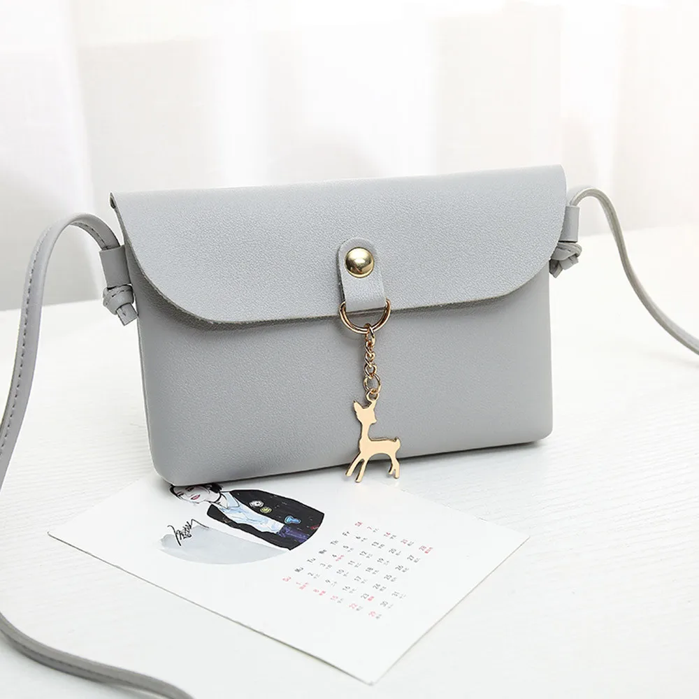 

Women's Vintage Small Deer Pendant Leather Crossbody Shoulder Bag Sling Bag Handbags Leather Bags Women #O