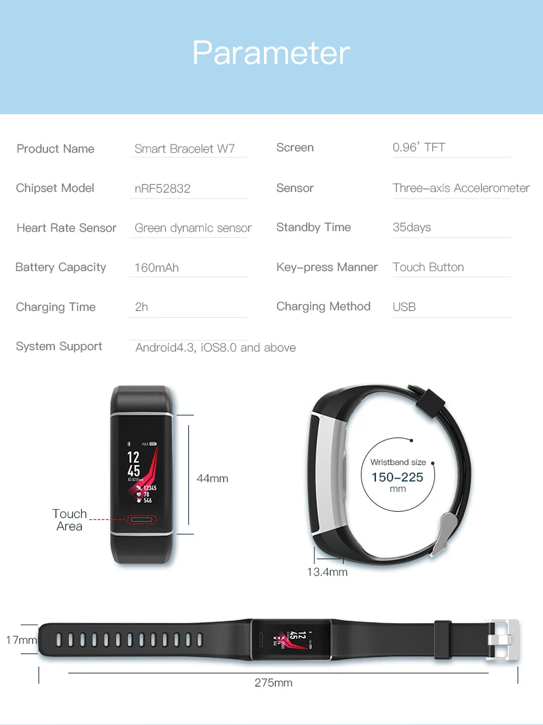 Умный Браслет W7, gps, пульсометр, умный браслет, фитнес-трекер, музыкальный контроль, спортивный смарт-браслет для телефона на базе Android IOS
