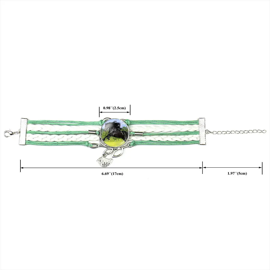 Модные черные веревки белый конь стеклянный кабошон кожаный браслет для женщин