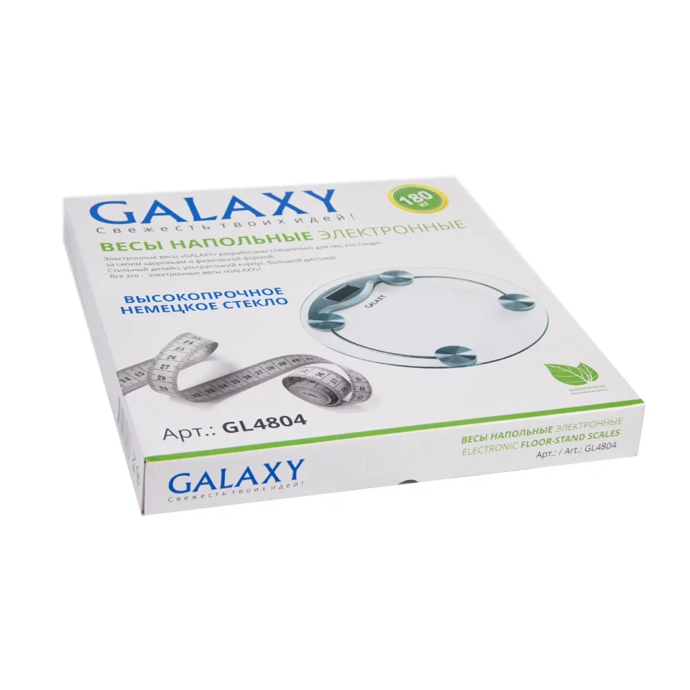 Весы напольные Galaxy GL 4804(Предел 180 кг, шаг измерений 100 г, круглая форма, ЖК-дисплей, стекло, автовыключение