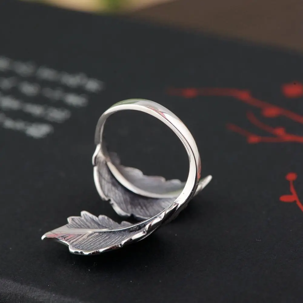 BALMORA 100% Real 925 Sterling Silver Jewelry Vintage Leaf Open Rings for Women Men Gift High Quality Jewelry Anillos SY22071