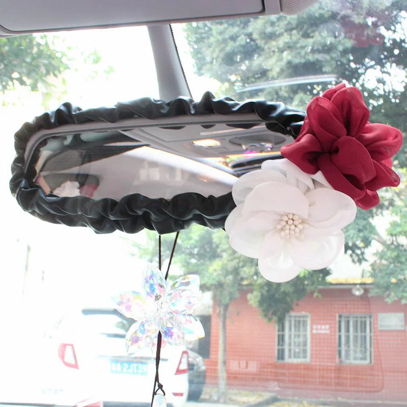 Car-Styling-Flower-Crystal-Leather-Car-Interior-Accessories-Neck-Cushion-Steering-Wheel-Covers-Handbrake-Gears-Seat (5)